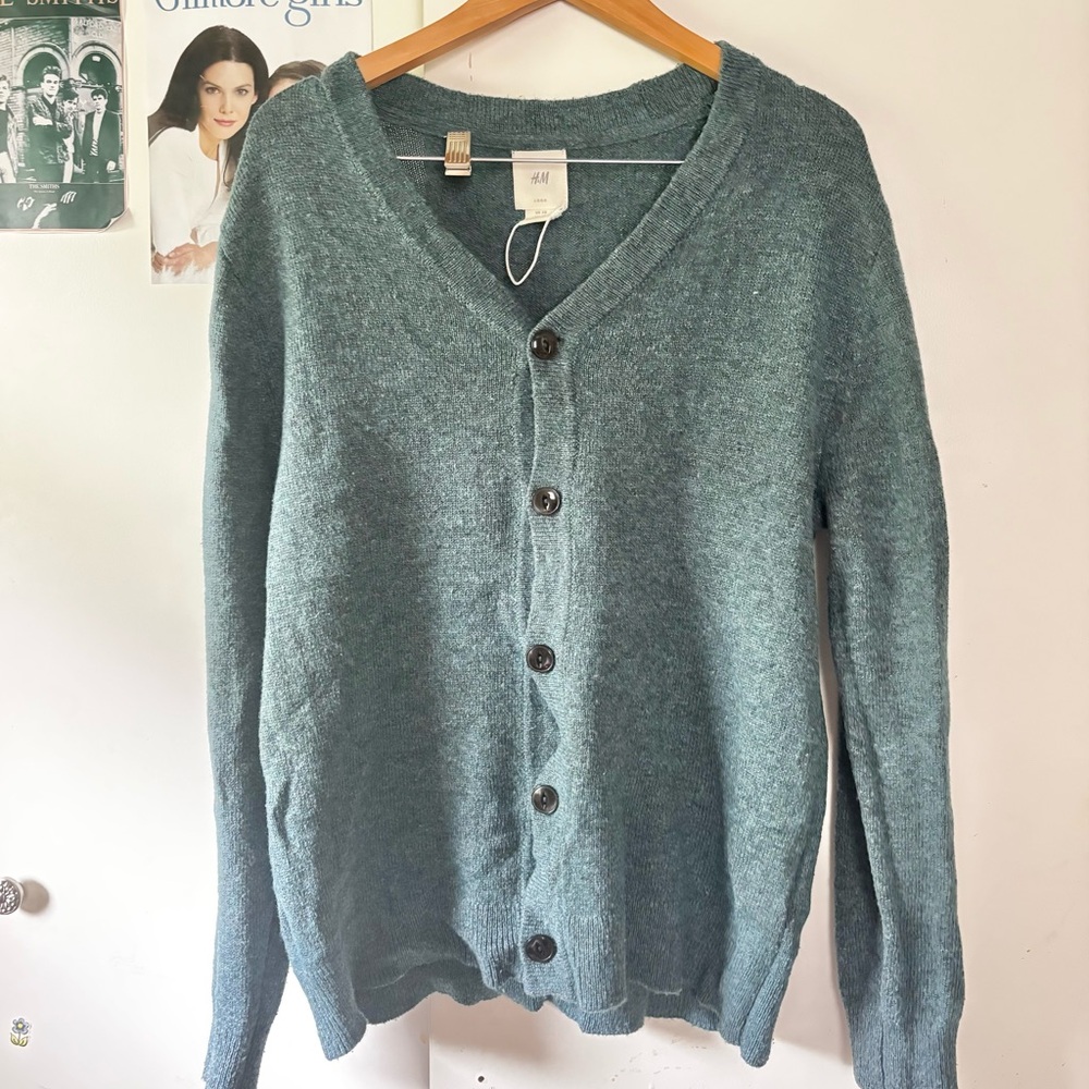 H&M Teal Knit Oversized Cardigan